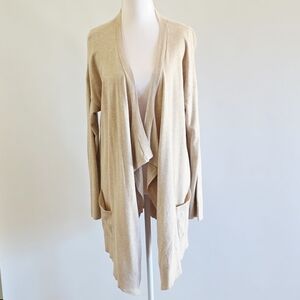 Chico's Beige Waterfall Open Long Sleeves Cardigan Women's Size 2